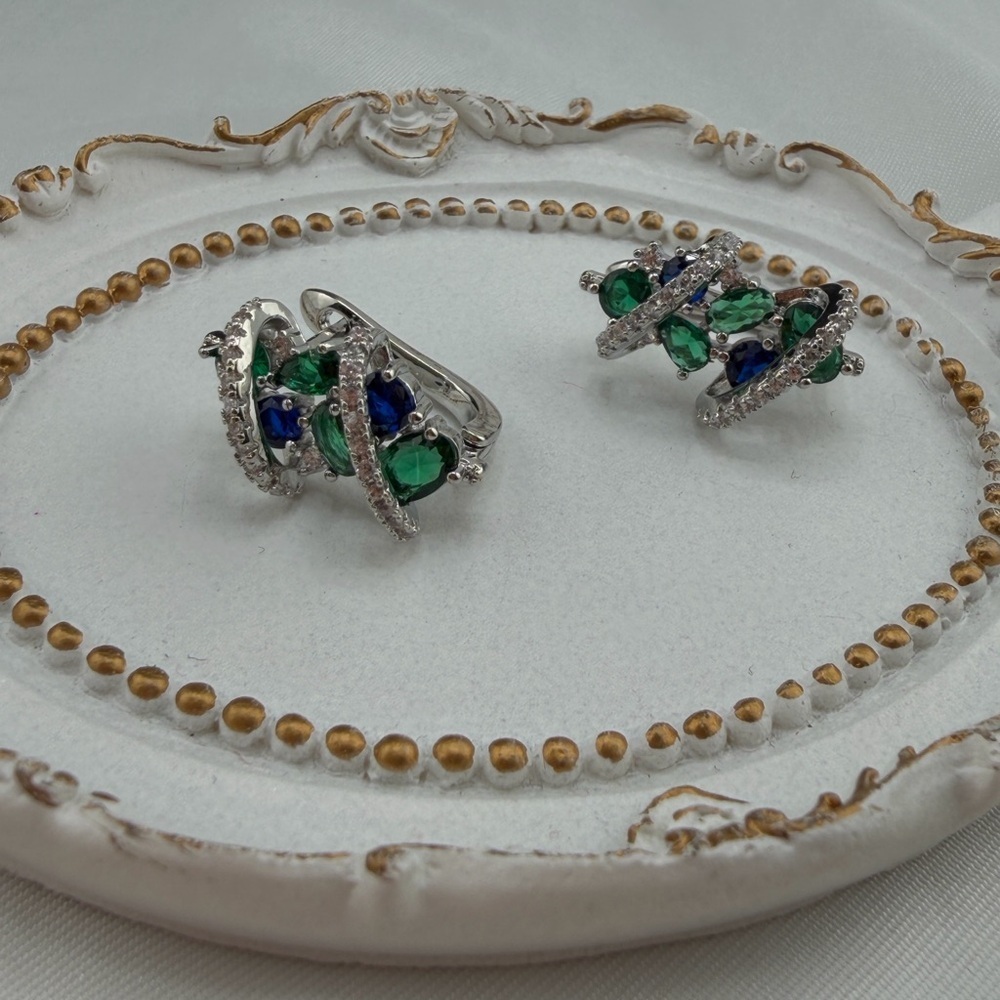 Anthropologie Crystal Swirl Drop Earrings | Elegant Evening Look - Picture 5 of 13